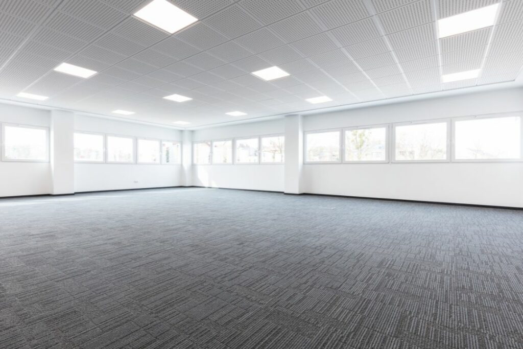 commercial office space in exeter with a new carpet